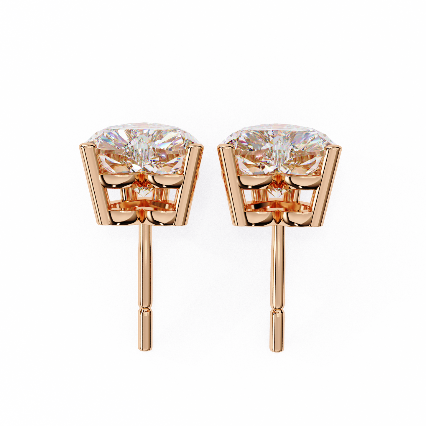 push-back closure of 14k gold heart diamond stud earrings - kalptarugems