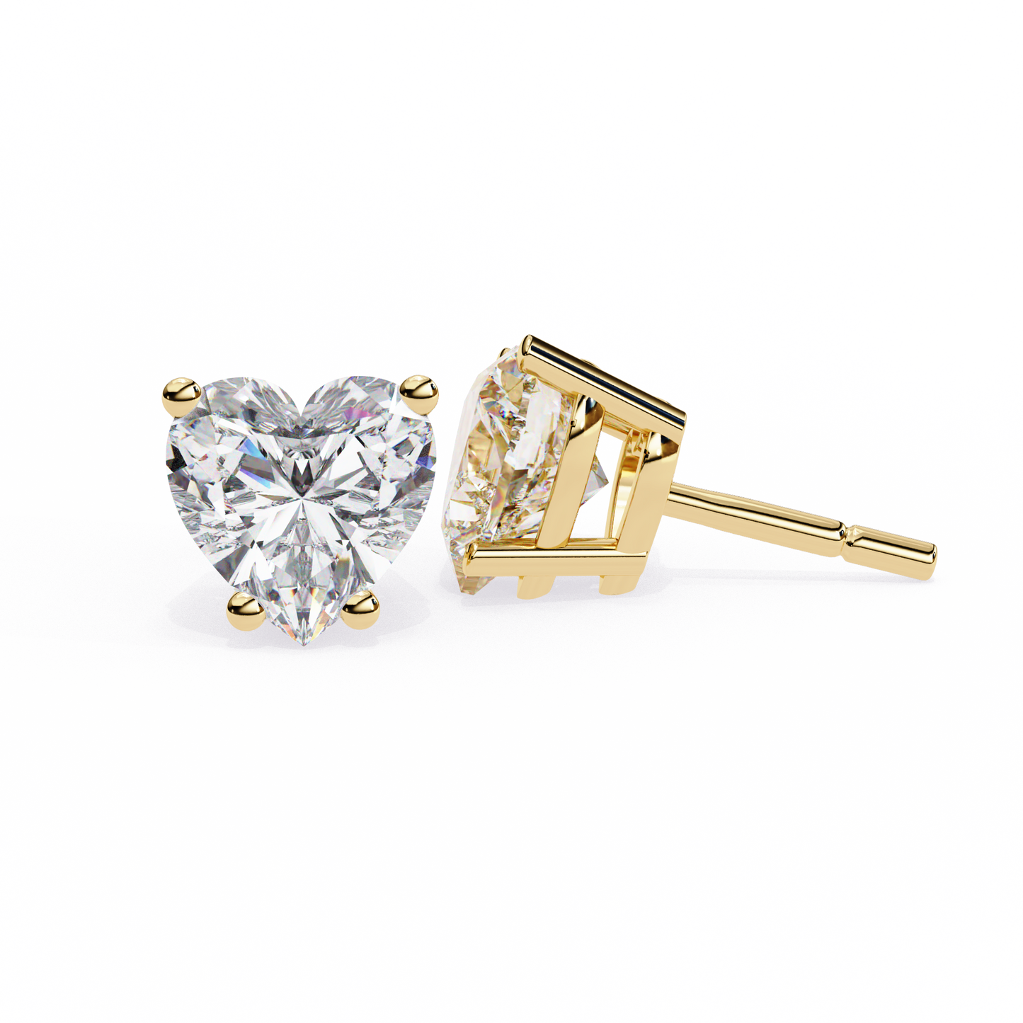 Close-up of 7mm heart-cut lab-grown diamond in 3 prong basket setting - kalptarugems