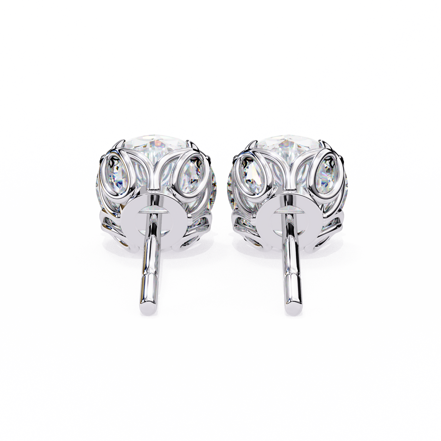 White gold vine-style diamond earrings – butterfly back by Kalptaru | USA Diamond Jewelry