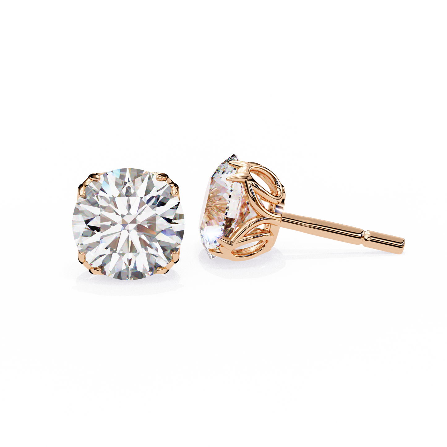 Lab-grown diamond earrings in rose gold vine basket setting | USA Diamond Jewelry