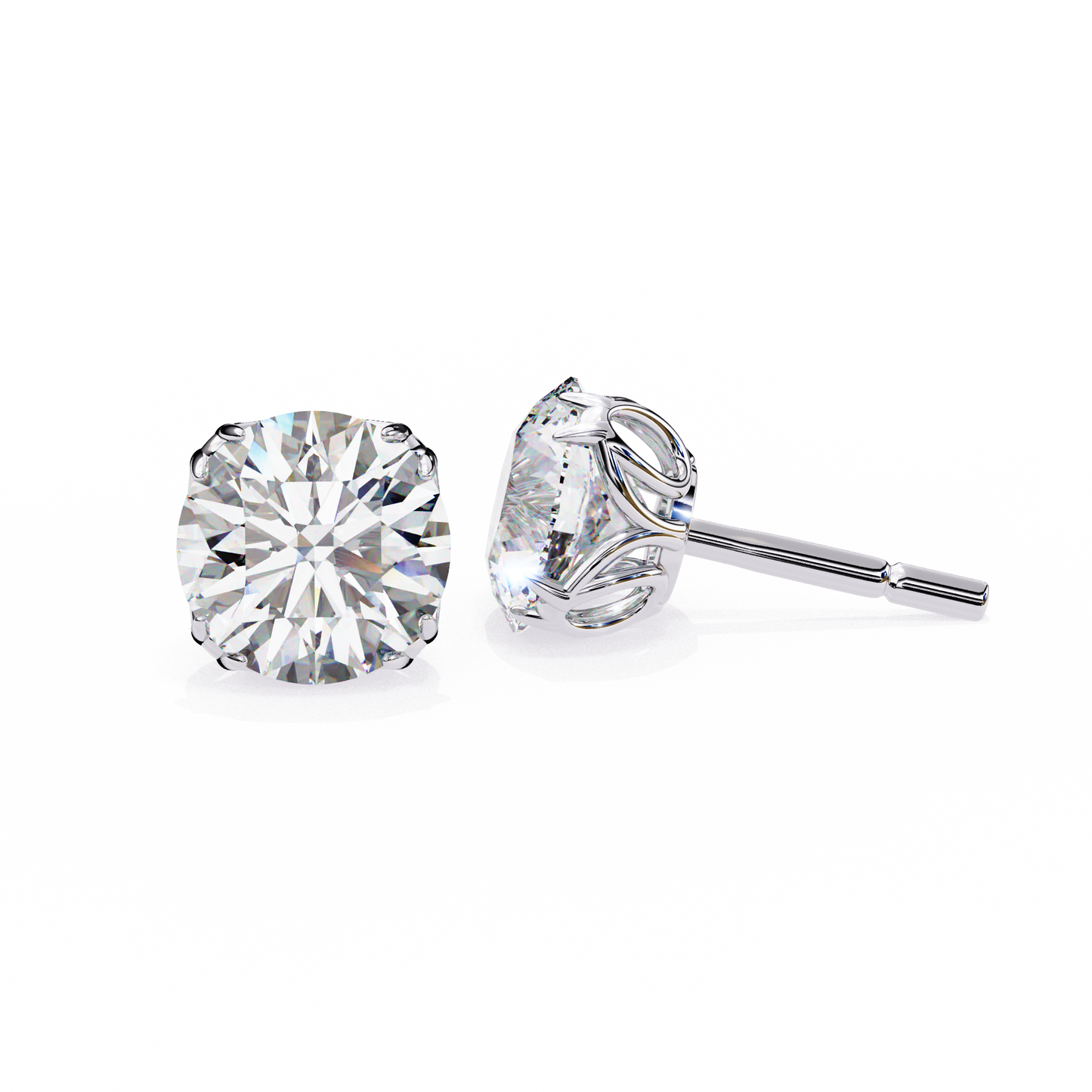 Lab-grown diamond earrings with vine basket setting in white gold | USA Diamond Jewelry
