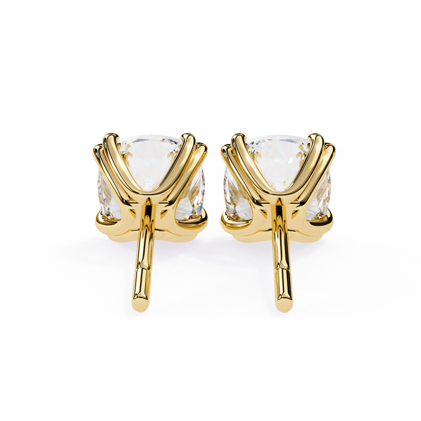 Back view of 14K yellow gold diamond studs showcasing minimalist push-back design | kalptarugems usa