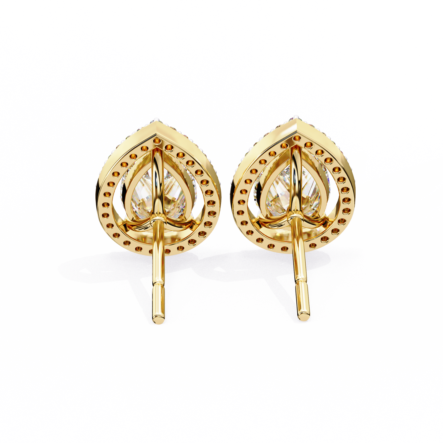 Pear Shaped Diamond Halo Earrings – Fine Gold Jewelry by Kalptaru Gems