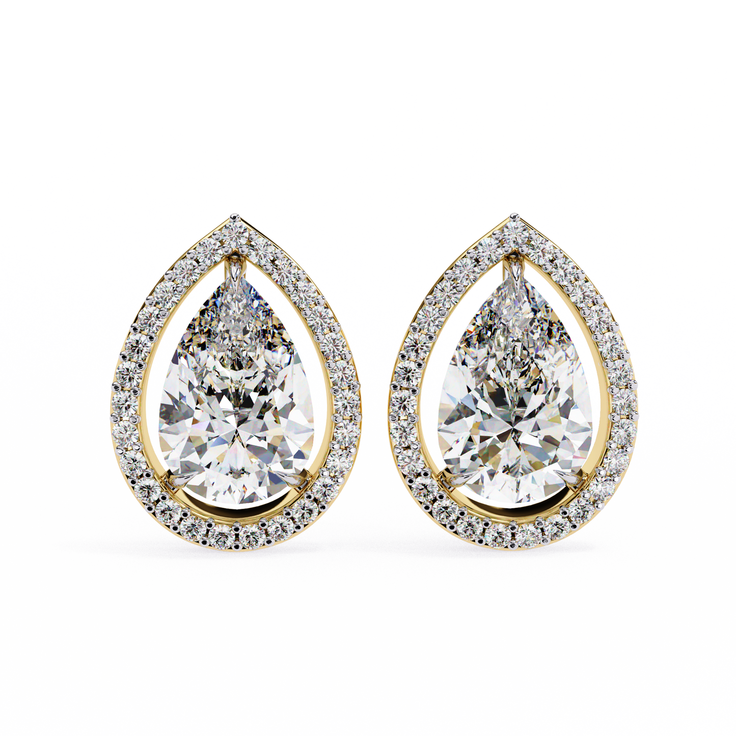 Pear Shaped Diamond Halo Earrings – Fine Gold Jewelry by Kalptaru Gems