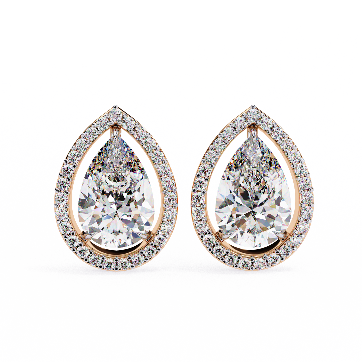 Pear Shaped Diamond Halo Earrings – Fine Gold Jewelry by Kalptaru Gems