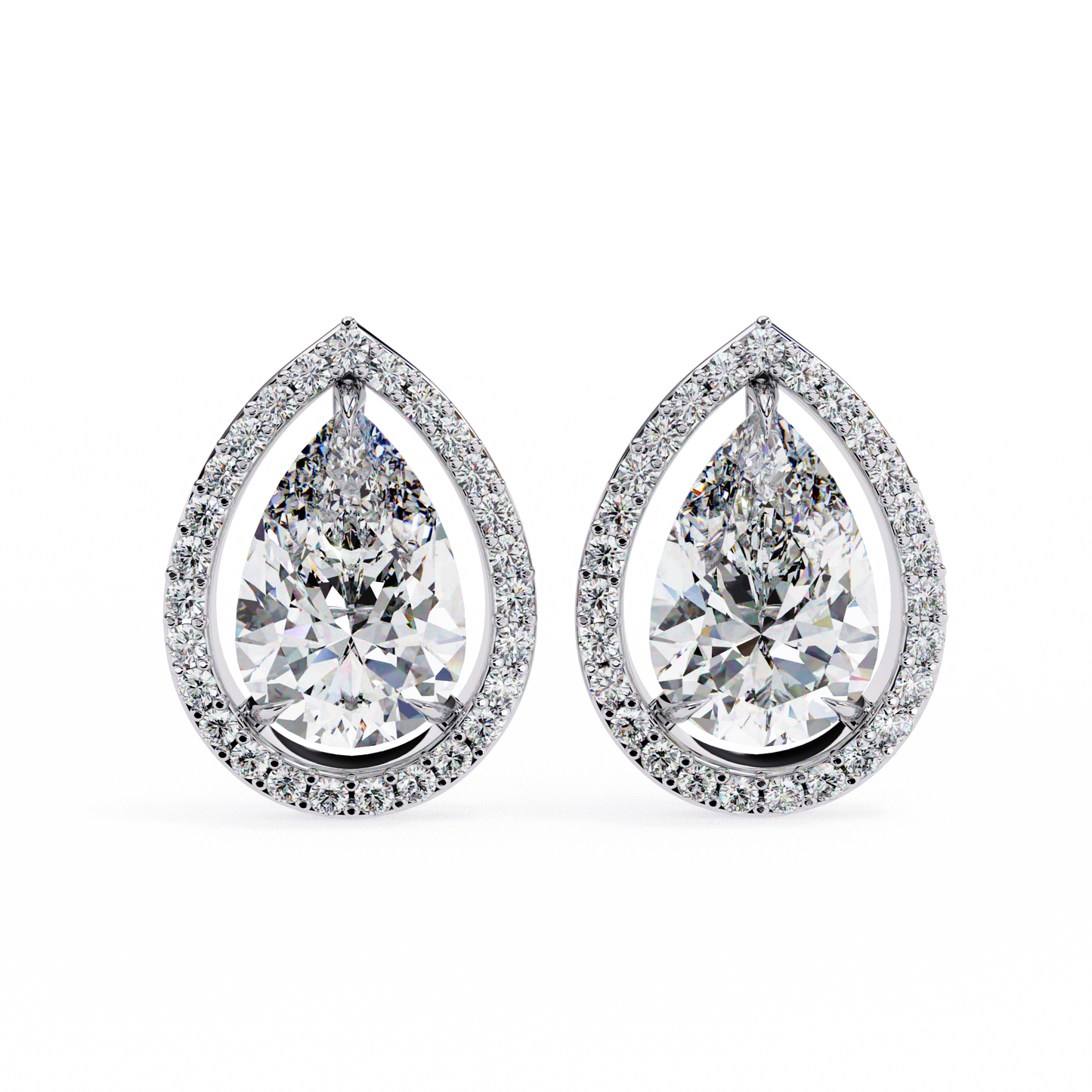 Pear Shaped Diamond Halo Earrings – Fine Gold Jewelry by Kalptaru Gems