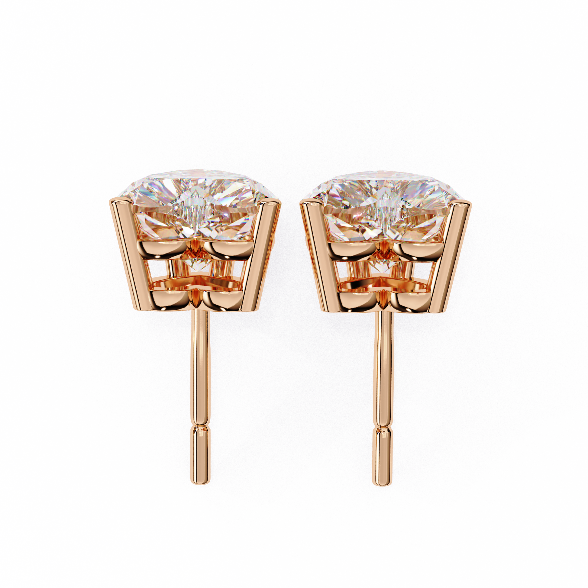 push-back closure of 14k gold heart diamond stud earrings - kalptarugems