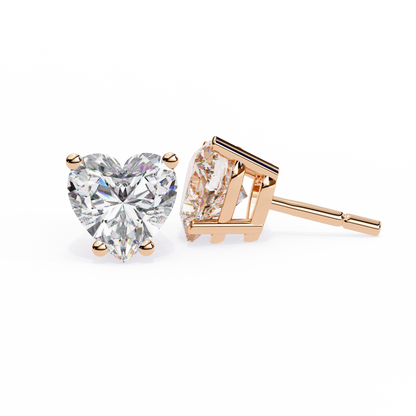 Heart Diamond stud earrings in 18k rose gold - kalptarugems