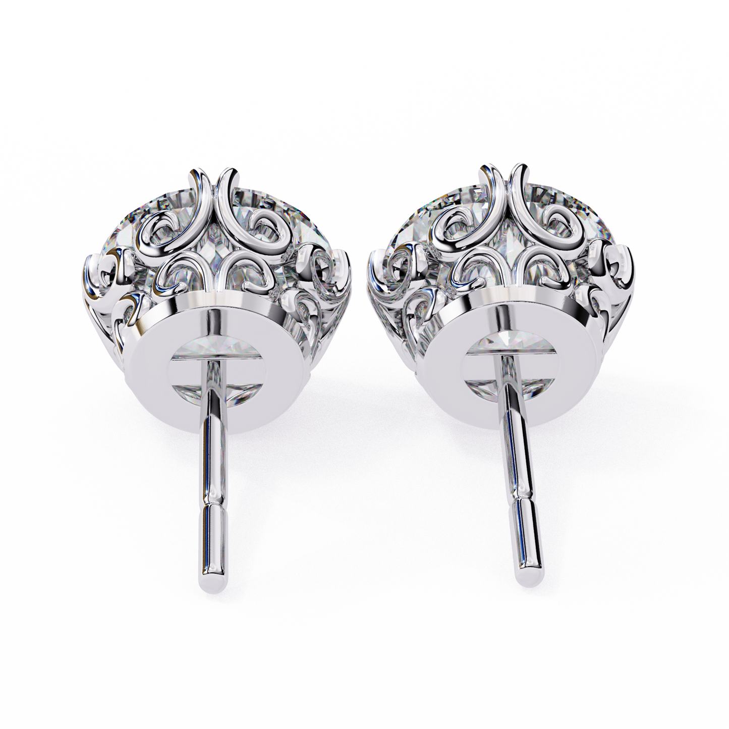 Kalptaru lab-grown diamond earrings in white gold – back butterfly closure | USA Jewelry