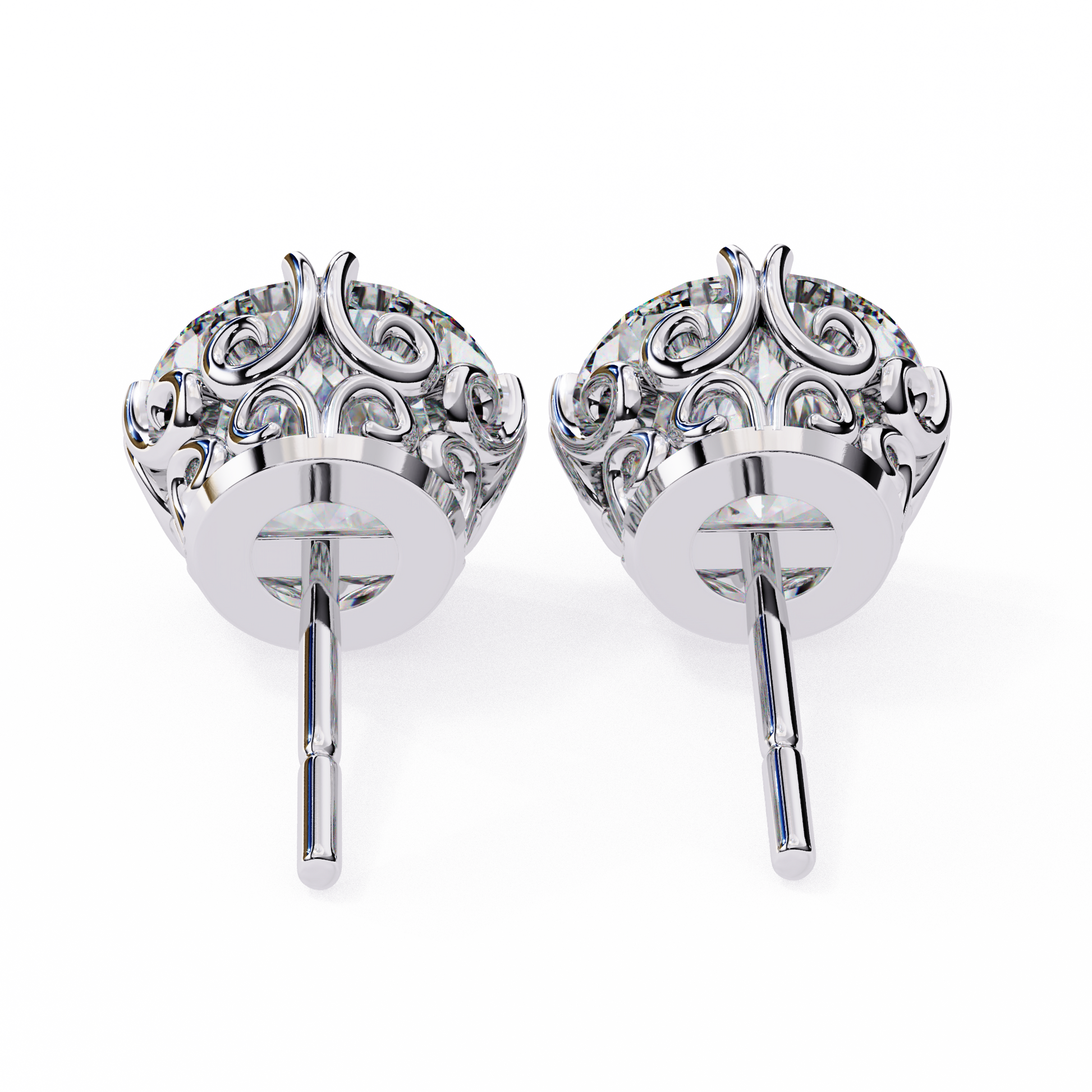 Kalptaru lab-grown diamond earrings in white gold – back butterfly closure | USA Jewelry