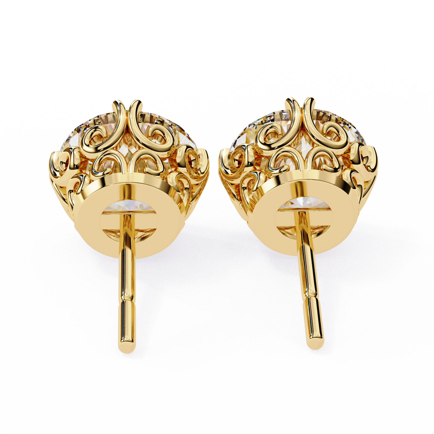 Yellow gold diamond stud earrings from Kalptaru Gems USA Jewelry