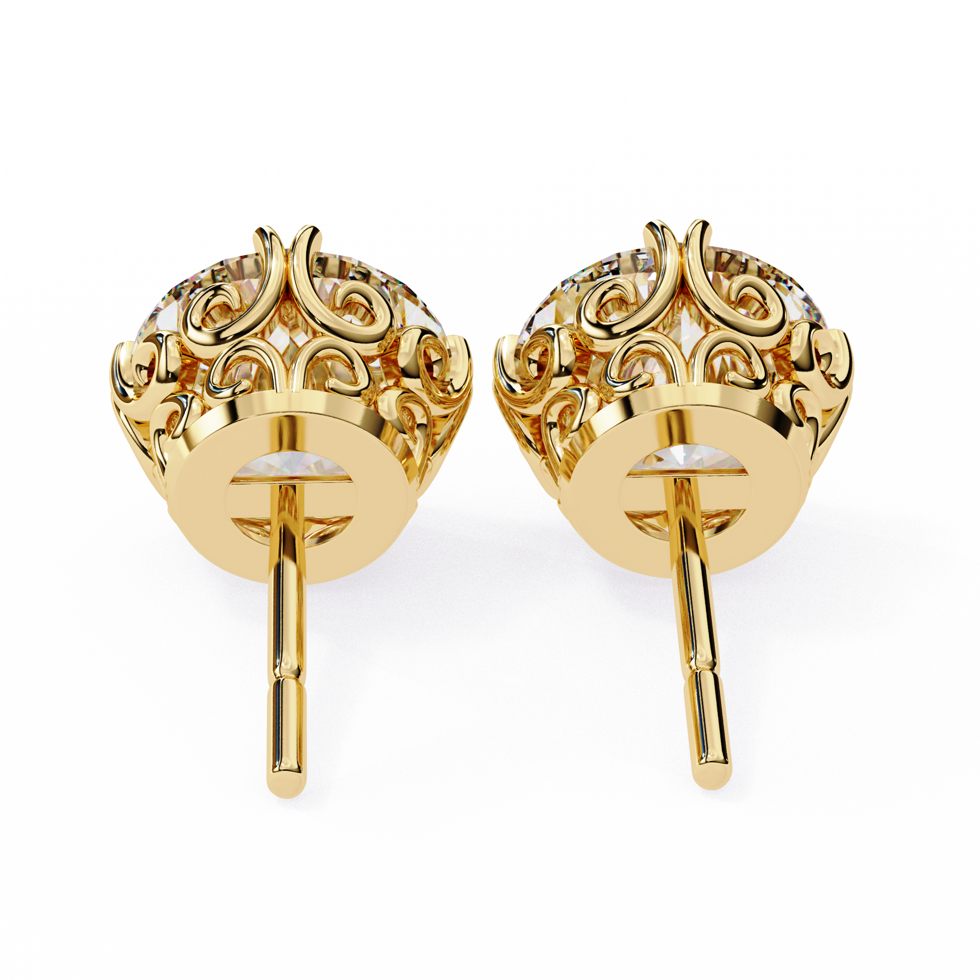 Yellow gold diamond stud earrings from Kalptaru Gems USA Jewelry