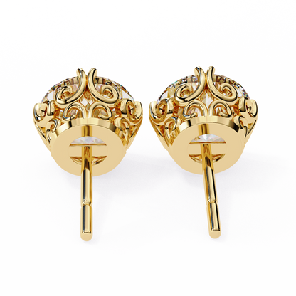 Yellow gold diamond stud earrings from Kalptaru Gems USA Jewelry