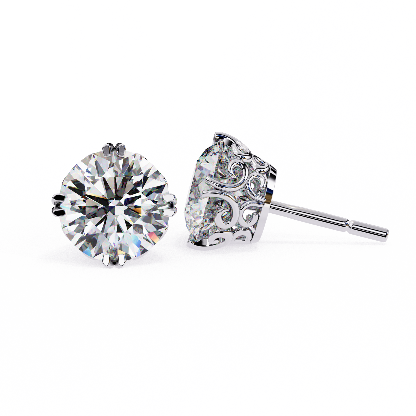 Kalptaru Gems white gold lab-grown diamond stud earrings | USA Jewelry