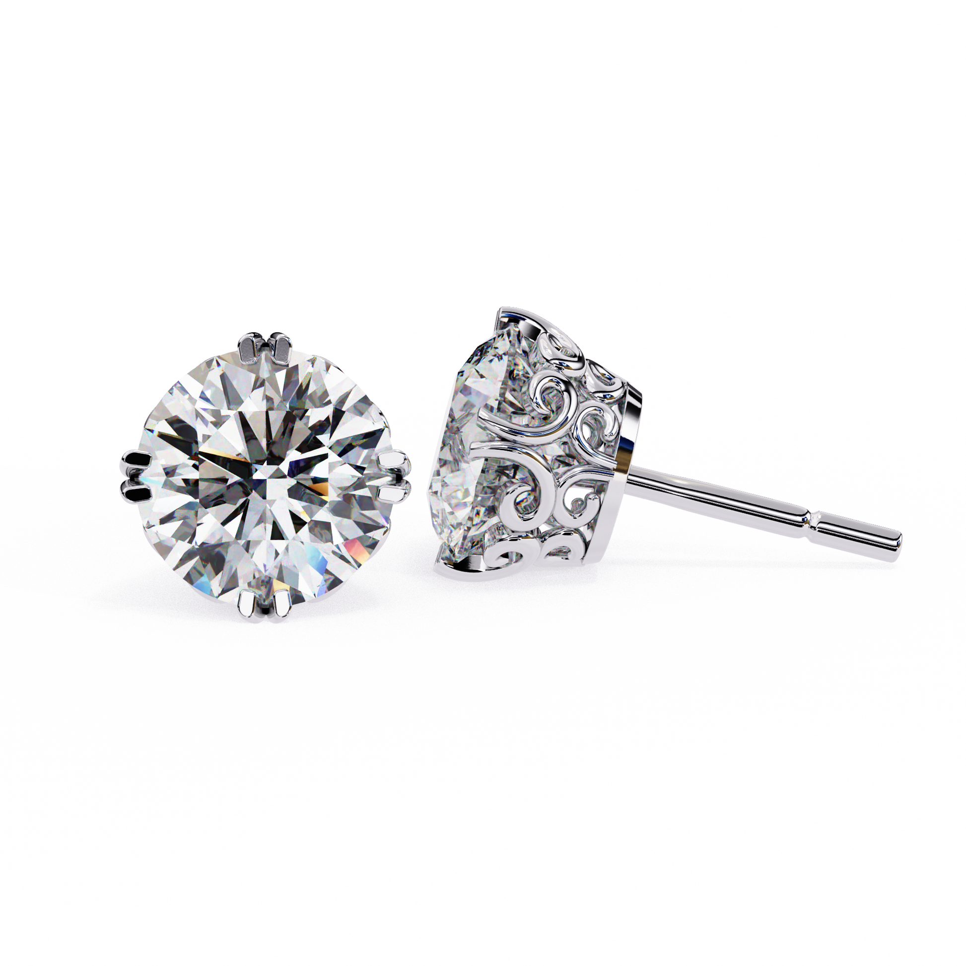 Kalptaru Gems white gold lab-grown diamond stud earrings | USA Jewelry