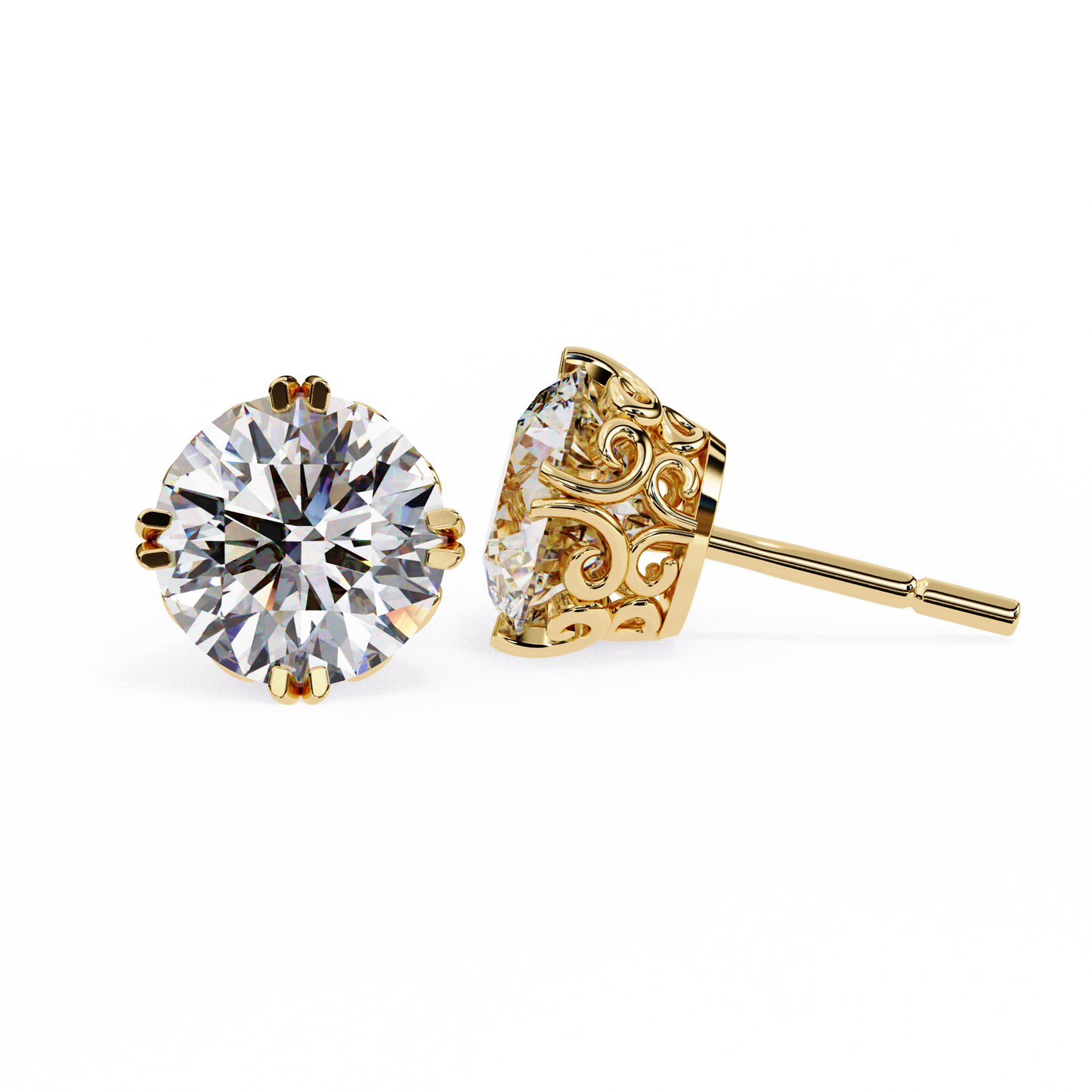 Kalptaru yellow gold lab-grown diamond studs | USA Jewelry
