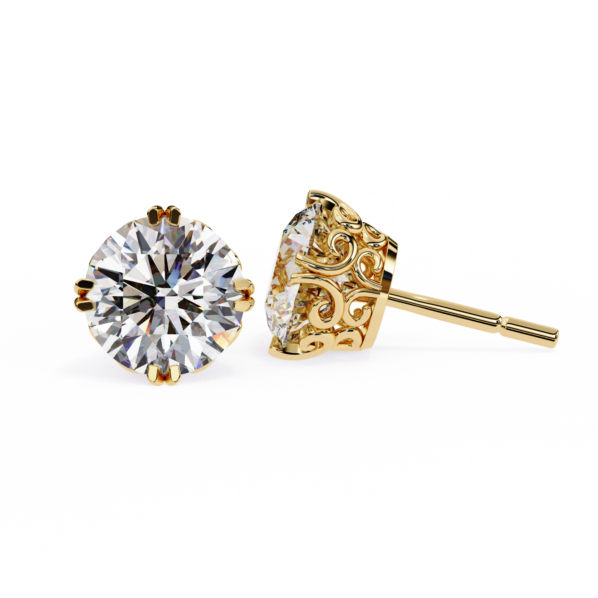 Kalptaru yellow gold lab-grown diamond studs | USA Jewelry