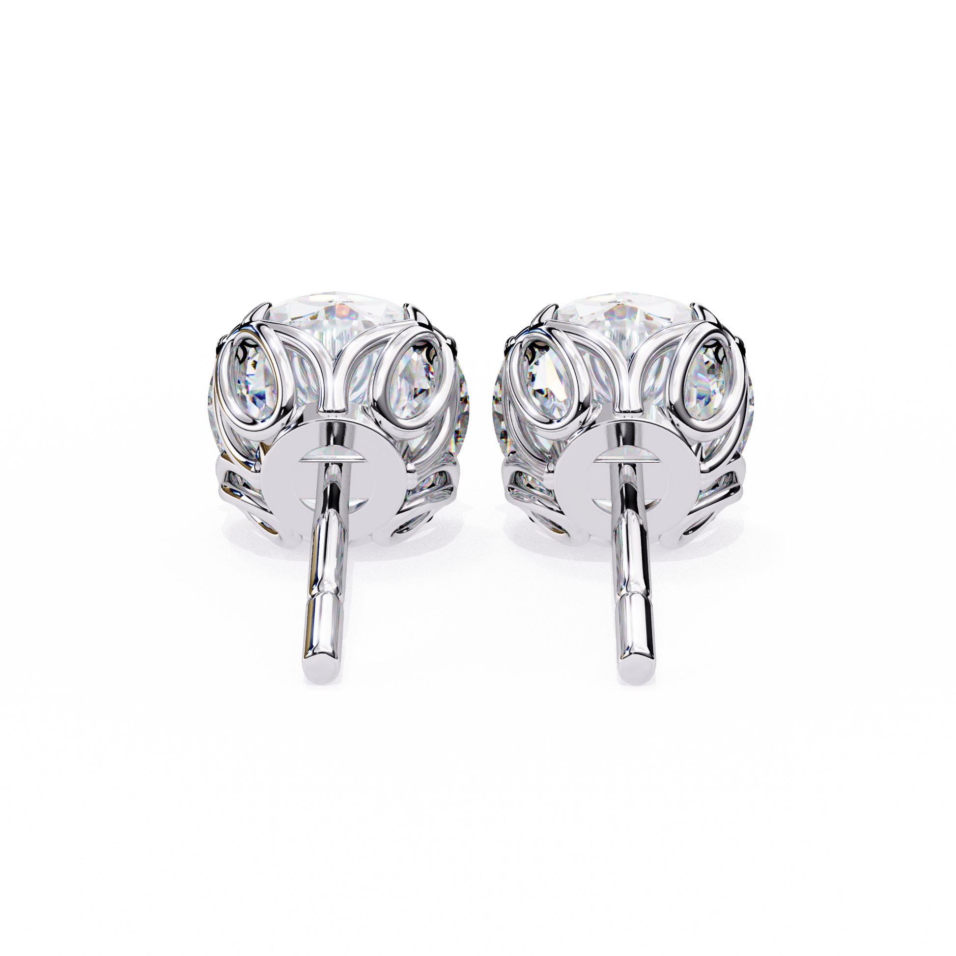 White gold vine-style diamond earrings – butterfly back by Kalptaru | USA Diamond Jewelry