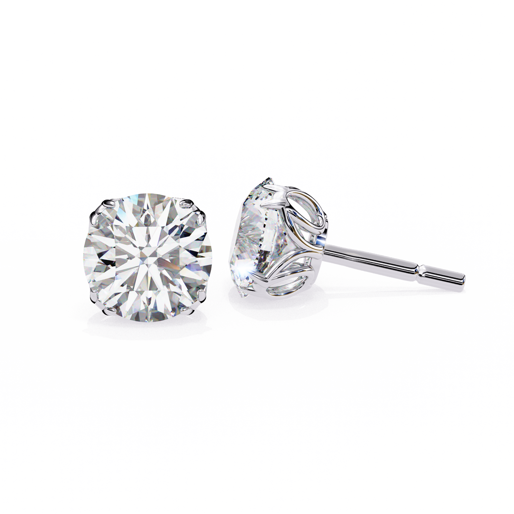 Lab-grown diamond earrings with vine basket setting in white gold | USA Diamond Jewelry