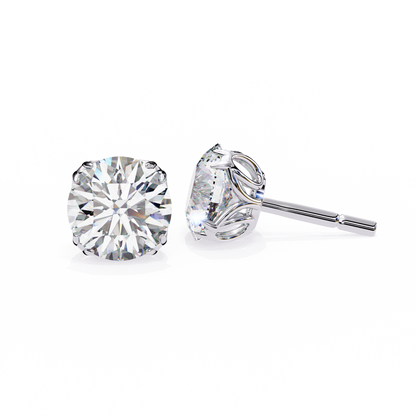 Lab-grown diamond earrings with vine basket setting in white gold | USA Diamond Jewelry