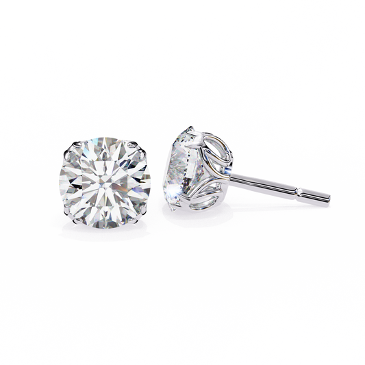 Lab-grown diamond earrings with vine basket setting in white gold | USA Diamond Jewelry