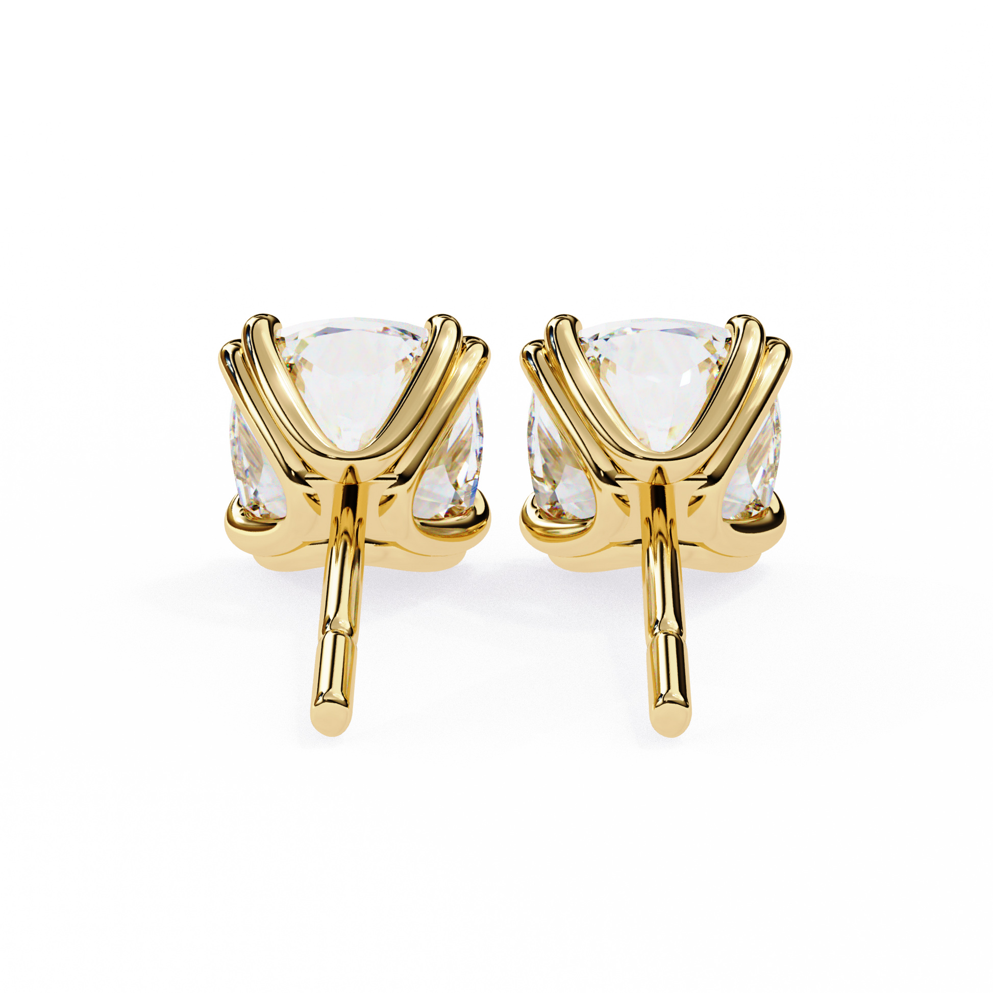 Back view of 14K yellow gold diamond studs showcasing minimalist push-back design | kalptarugems usa