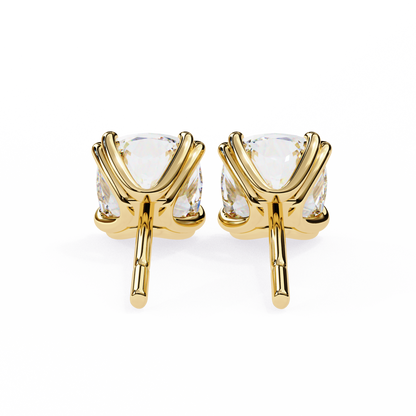 Back view of 14K yellow gold diamond studs showcasing minimalist push-back design | kalptarugems usa