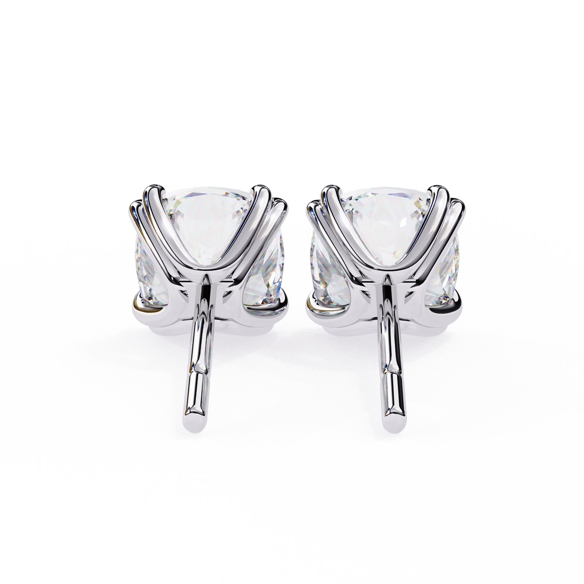 Back view of 14K white gold diamond stud earrings highlighting secure push-back closure | kalptarugems usa