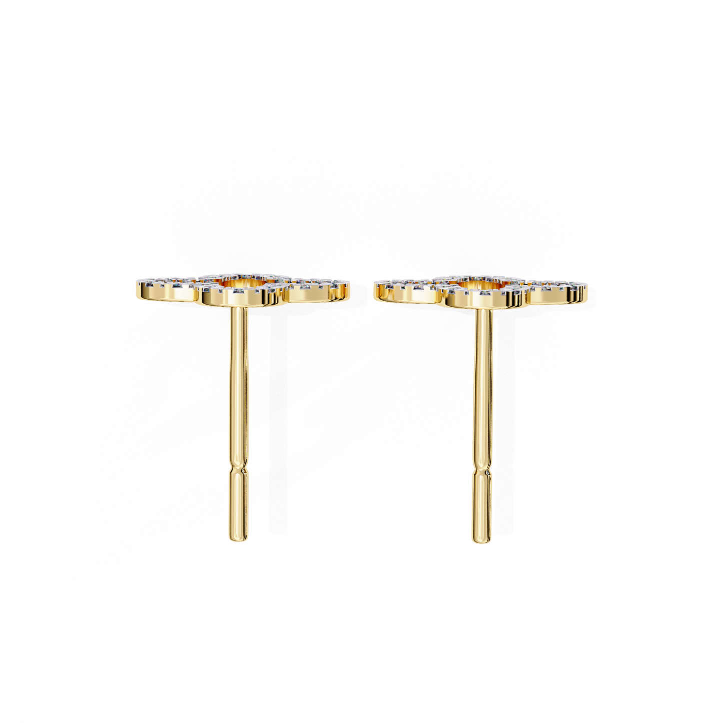 Butterfly-shaped gold earring with clear stones by Kalptaru Gems United States