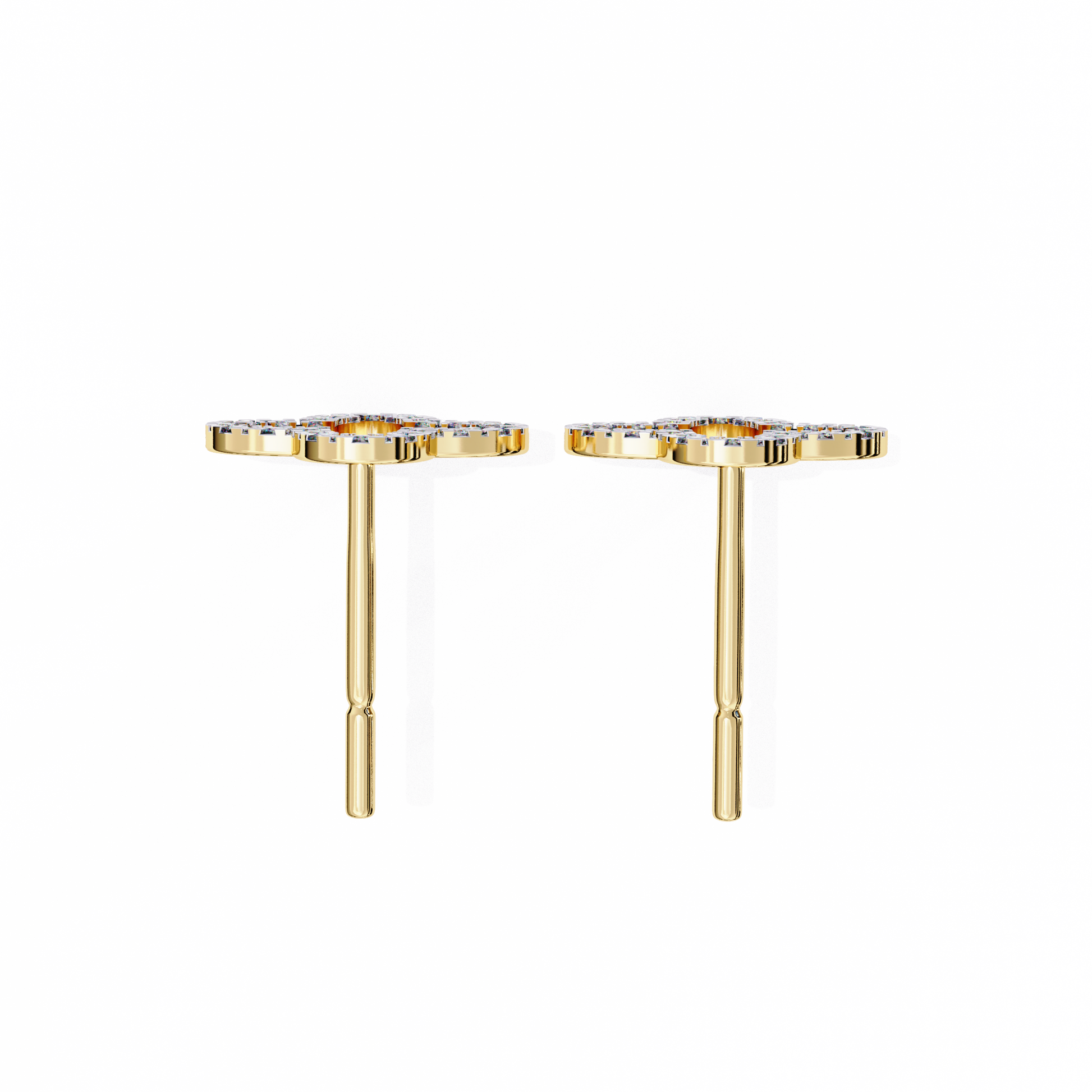 Butterfly-shaped gold earring with clear stones by Kalptaru Gems United States