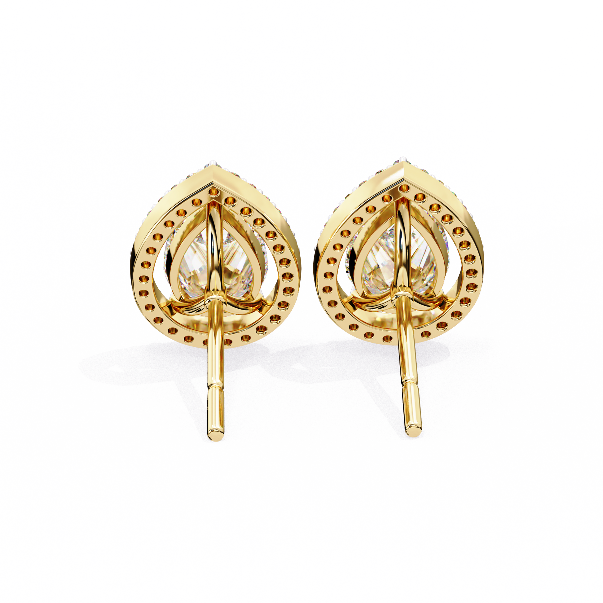 Pear Shaped Diamond Halo Earrings – Fine Gold Jewelry by Kalptaru Gems