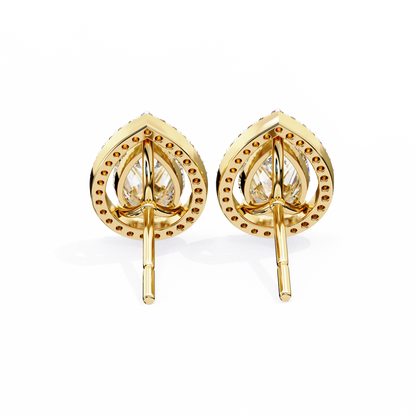 Pear Shaped Diamond Halo Earrings – Fine Gold Jewelry by Kalptaru Gems