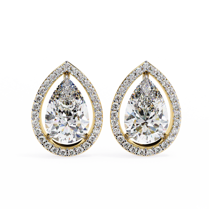 Pear Shaped Diamond Halo Earrings – Fine Gold Jewelry by Kalptaru Gems