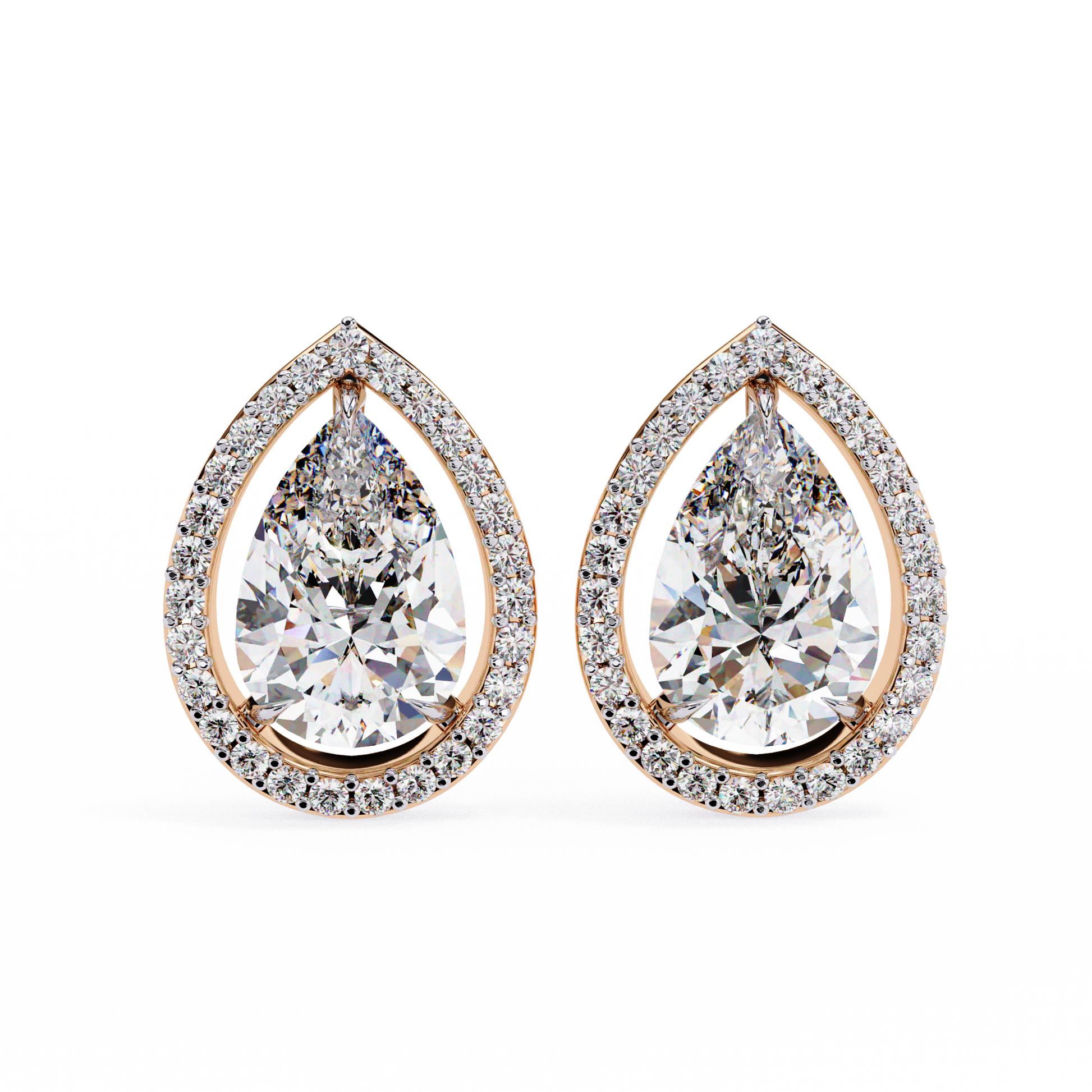 Pear Shaped Diamond Halo Earrings – Fine Gold Jewelry by Kalptaru Gems