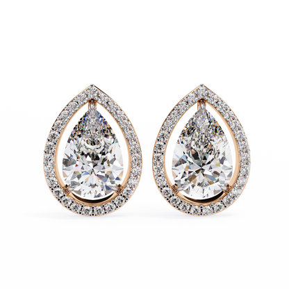 Pear Shaped Diamond Halo Earrings – Fine Gold Jewelry by Kalptaru Gems
