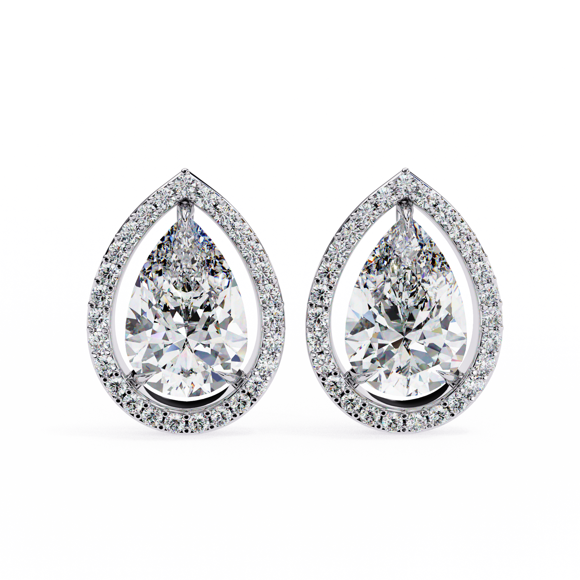 Pear Shaped Diamond Halo Earrings – Fine Gold Jewelry by Kalptaru Gems