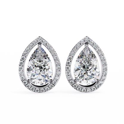 Pear Shaped Diamond Halo Earrings – Fine Gold Jewelry by Kalptaru Gems