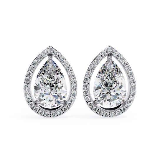 Pear Shaped Diamond Halo Earrings – Fine Gold Jewelry by Kalptaru Gems