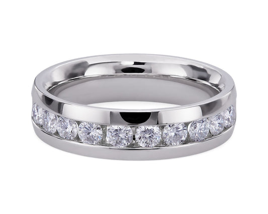 14k White Gold Lab Grown Diamond Men's Band | Kalptarugems