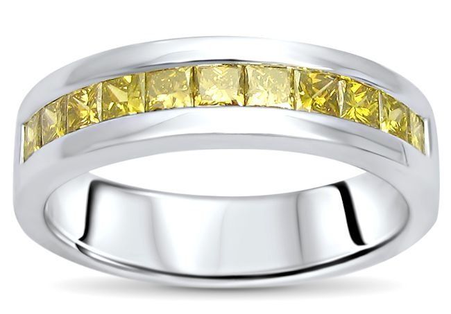 1.10ct Yellow Princess Cut Diamond Channel Set Wedding Ring | Kalptarugems