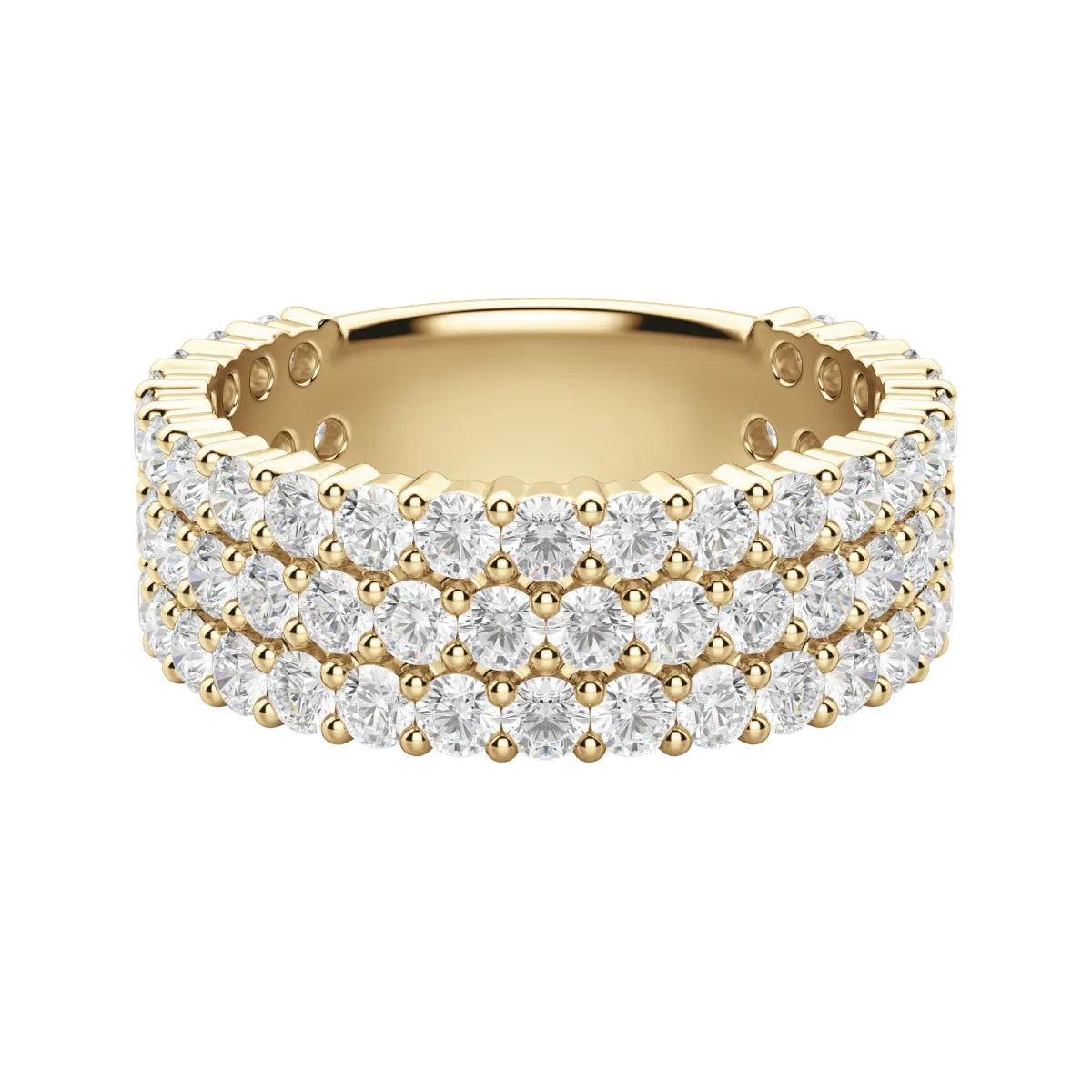 Lab Grown Diamonds Round Cut Bold Pave Semi-Eternity Band (2 1/10 tcw) | Kalptarugems