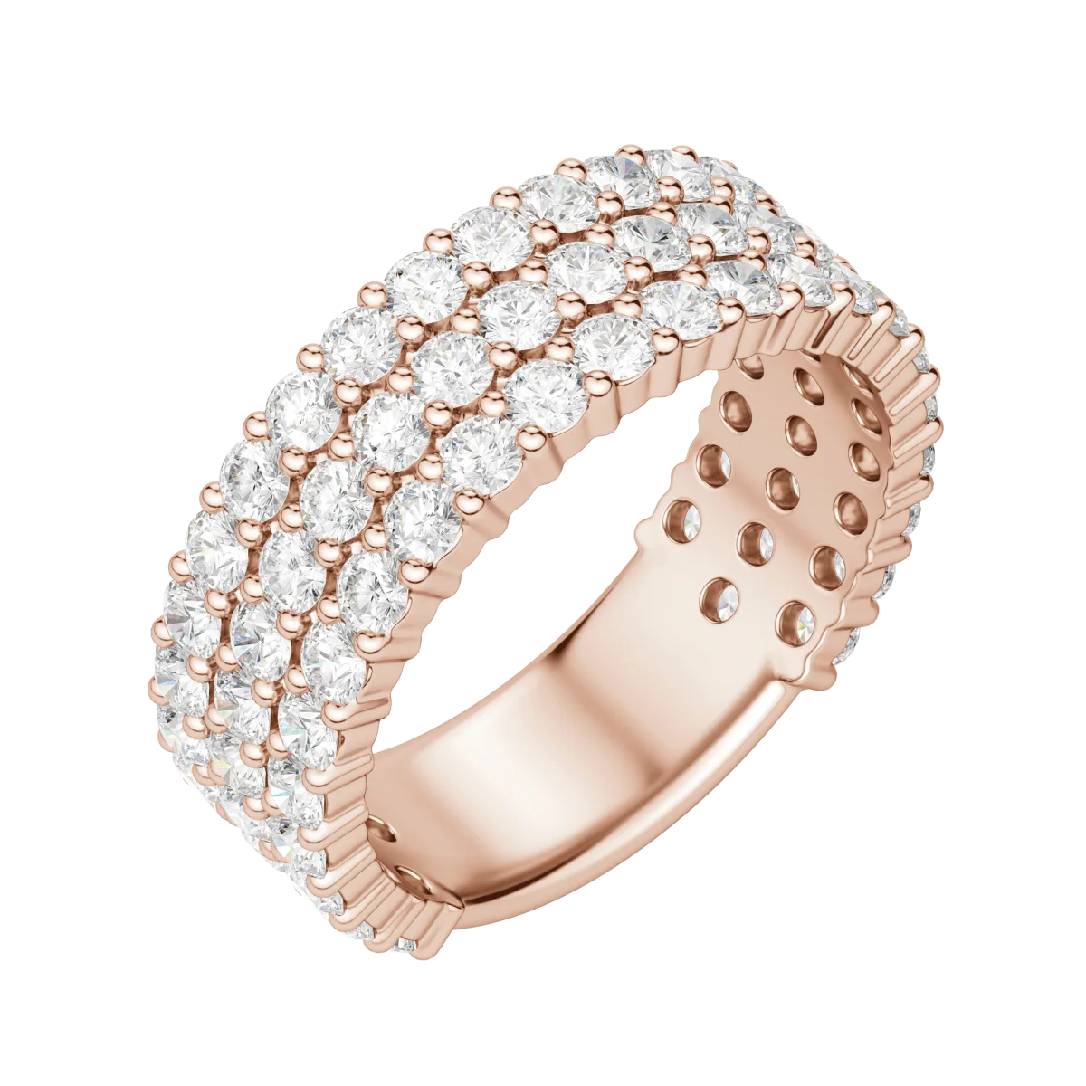 Lab Grown Diamonds Round Cut Bold Pave Semi-Eternity Band (2 1/10 tcw) | Kalptarugems