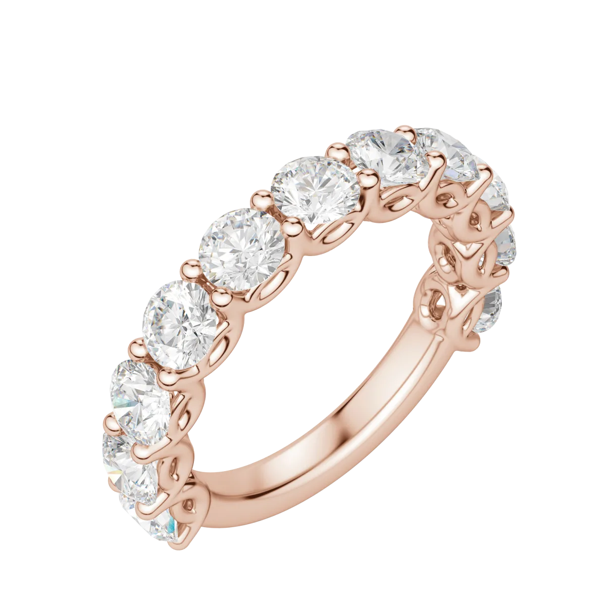 Lab Grown Diamonds Round Cut Scallop Set Semi-Eternity Band (2 3/4 tcw) | Kalptarugems