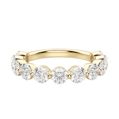 Round Cut Shared Prong Semi-Eternity Band, Lab Grown Diamonds