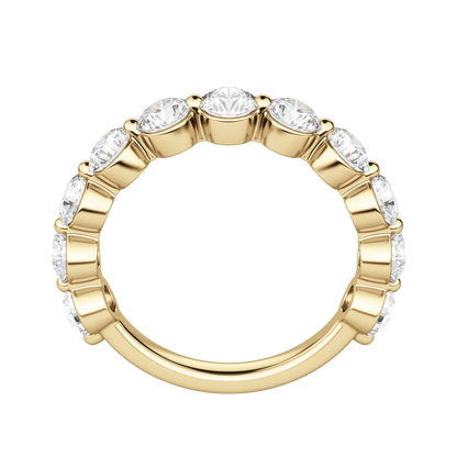 Round Cut Shared Prong Semi-Eternity Band, Lab Grown Diamonds