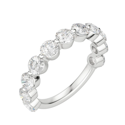 Round Cut Shared Prong Semi-Eternity Band, Lab Grown Diamonds