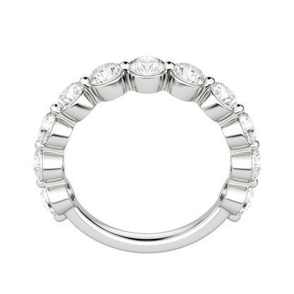 Round Cut Shared Prong Semi-Eternity Band, Lab Grown Diamonds