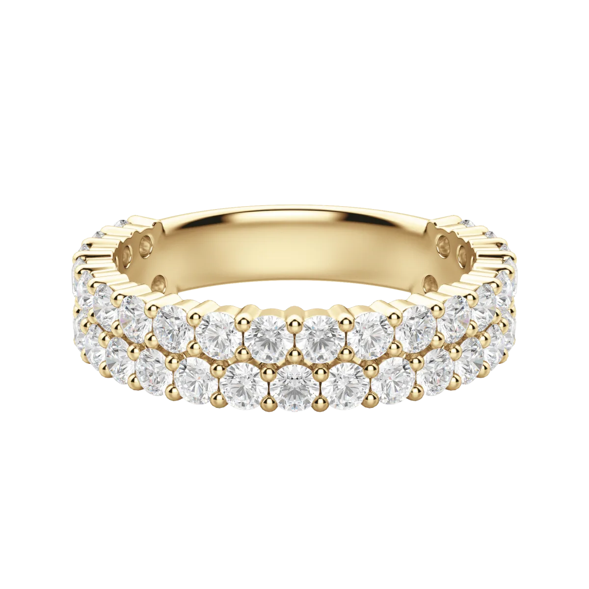 Round Cut Pave Semi-Eternity Band, Lab Grown Diamonds