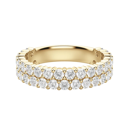 Round Cut Pave Semi-Eternity Band, Lab Grown Diamonds