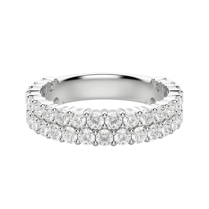 Round Cut Pave Semi-Eternity Band, Lab Grown Diamonds